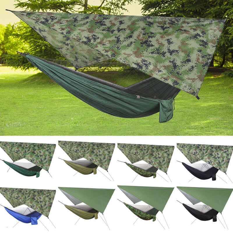 1pcs outdoor camping nylon parachute cloth automatic quick-opening mosquito net hammock canopy set sky tent S7B0983