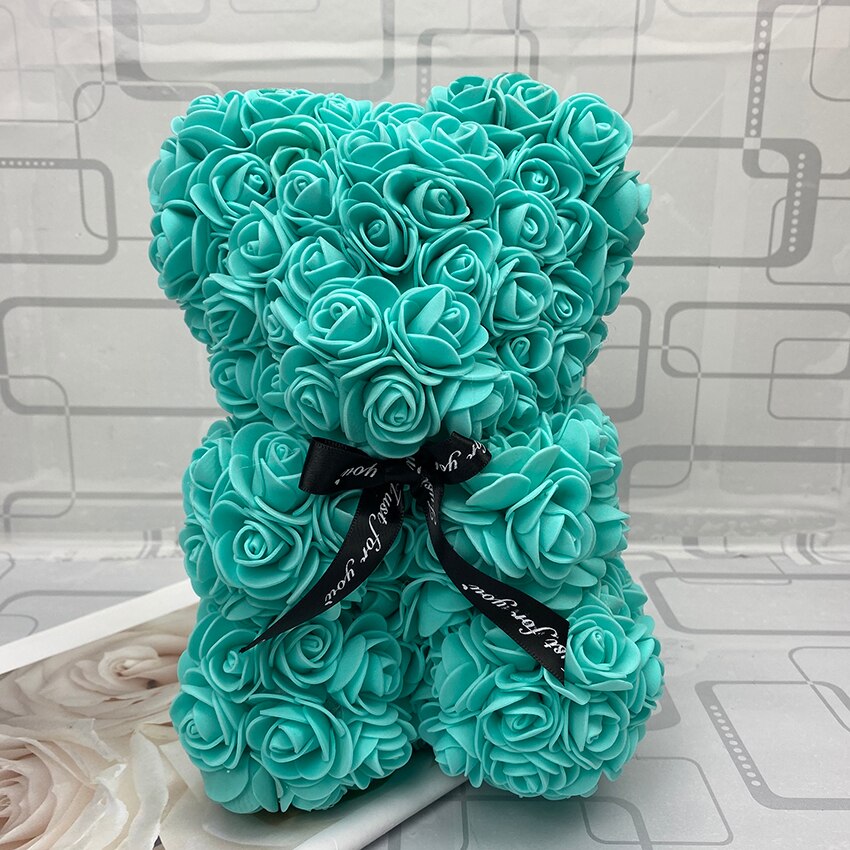 25 cm høje roser bjørn valentinsdag bamser 14 farver high-grade diy julebryllup dekoration