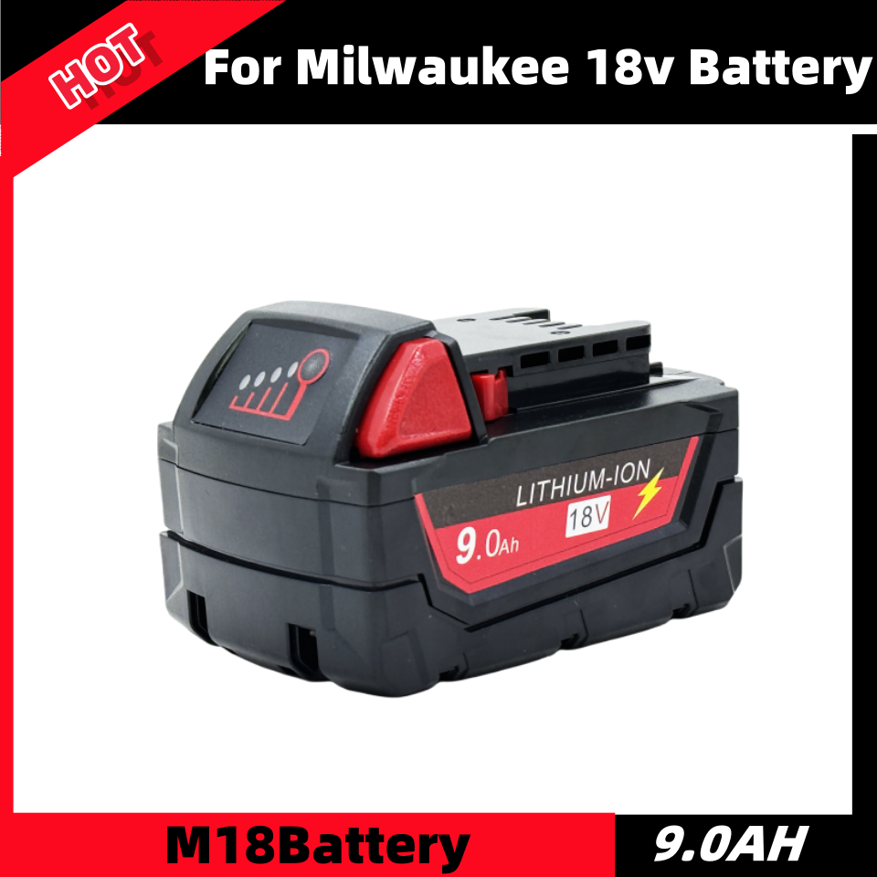 100% para batería de herramienta eléctrica Milwaukee M18 + cargador, BR,XC,18V, 6,0/9.0/12.0AH M18B5, 48-11-1860, batería integrada 18650: Naranja