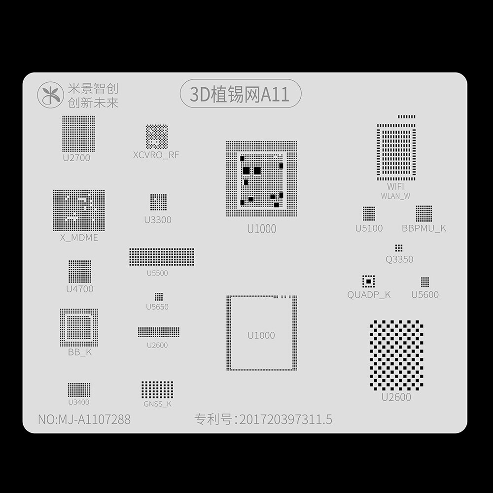 3D Bga Reballing Stencil Voor Iphone 11 Pro Xr Xs Max X 8 7P 7 6S A8-A13 Solderen netto Roestvrij Stalen Plaat: A11