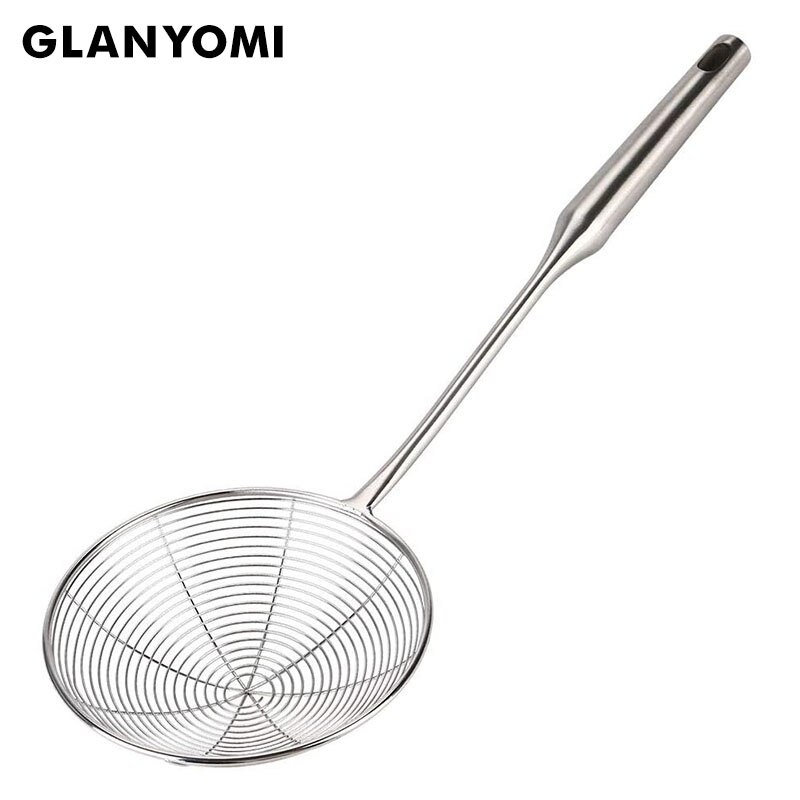 Premium 304 Stainless Steel Spider Mesh Strainer &amp; Colander Ladle Skimmer Cooking Tool Kitchenware Heat-resistant kitchen tools