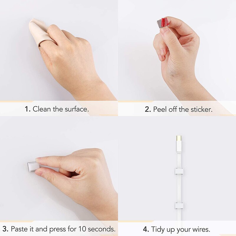 Självhäftande kabelklämmor , 100 st trådklämmor kabel trådhanteringshållare klämmor bunthållare för bil, kontor och hem