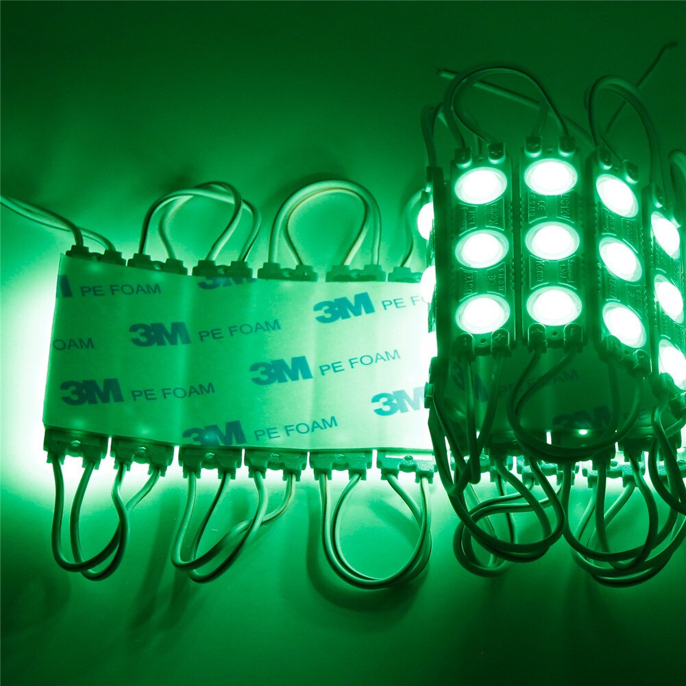 LED Module 3 LEDs DC12V Waterproof Advertisement Sign Letter Storefront Strip Lamp Modules 5Colors Module Light Lamps RGB Lamp: Green