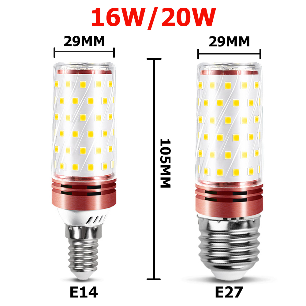 Lámpara LED superbrillante E27 E14, Bombilla de maíz Tricolor regulable, 12W, 16W, 20W, 110V, 220V, para el hogar, iluminación de 360 grados, 10 unidades por juego