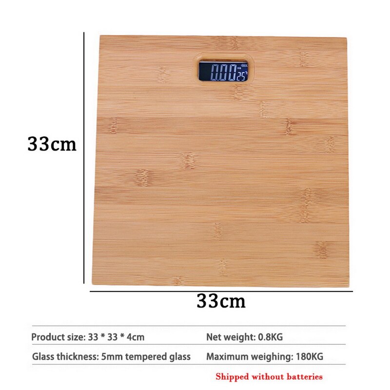 Baggrundsbelyst led-display multifunktionel digital elektronisk vægte hjem badeværelse gulv træ kropsvægt skala uden batteri