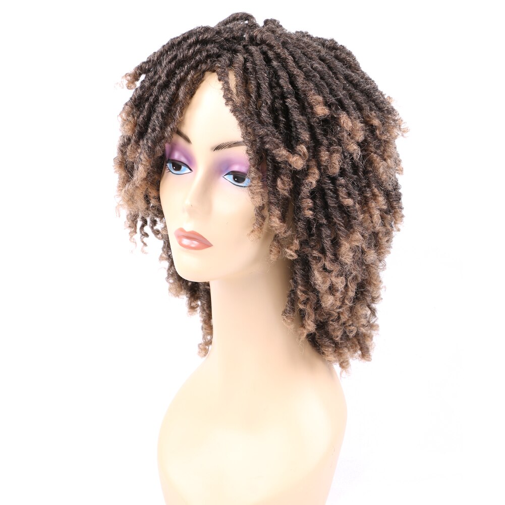 Qp Haar Dreadlock Perücke Geflochtene Twist Schwarz Braun Kurze Lockige Hitze Beständig Faser Synthetische Täglichen Party Dreadlocks Wigig: 1B/30HL
