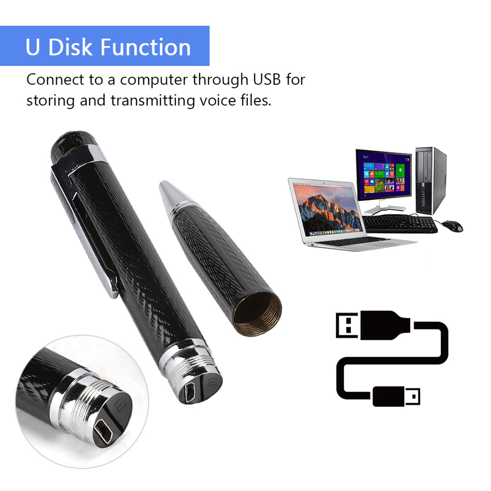 Penvormige continue 12-uurs digitale voicerecorder 192Kbps Audiorecorder met één knop Draagbare audio-video