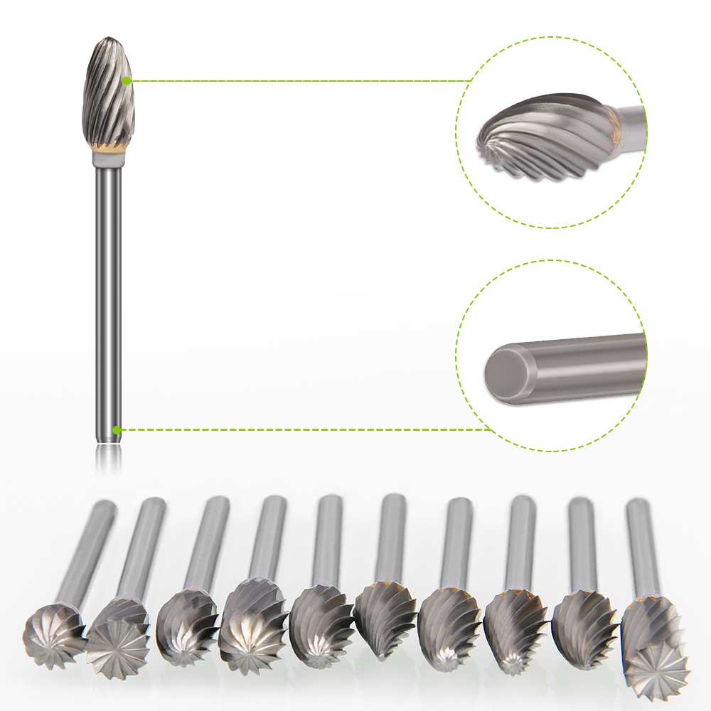 10 Stuks Tungsten Carbide Burr Set 1/8 Inch Schacht Dremel Router Bit Rotary Burr Tool Voor Metal Graveren Polijsten Slijpen