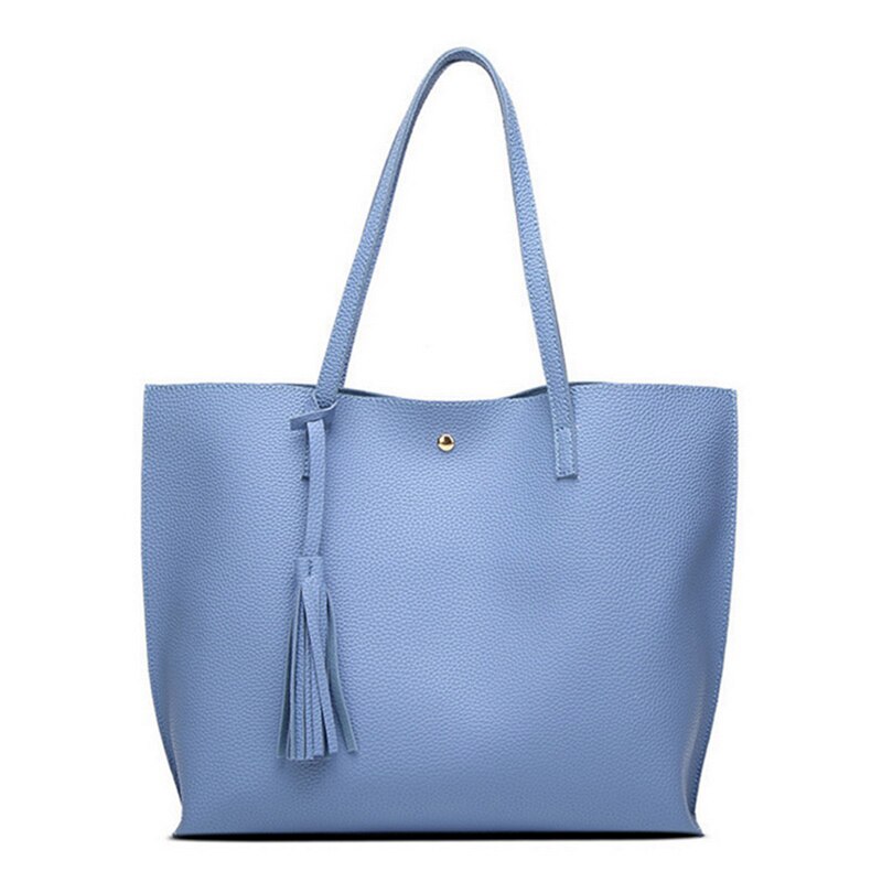 Women Handbag Large Capacity Shoulder Bags PU Leather Shoulder Bags Ladies Wild Bags Sac A Main Femme: B-blue