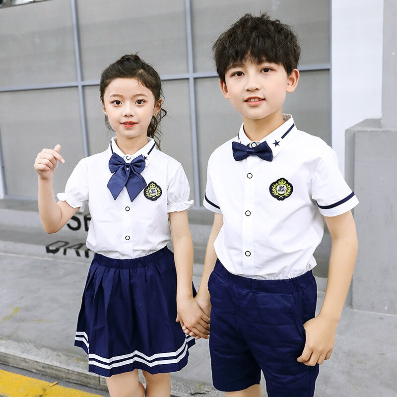 School Uniform Kids Dresses for Girls JK Sailor 3Pcs Japanese Korean Orthodox Pleated Skirt Boys Shorts Navy Blue Kawaii Suit