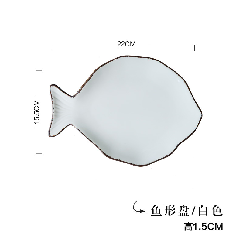 Ceramic Ocean Style Plate Whale Fish Dish Shell Starfish Trumpet Shell Bowl Blue White Porcelain Dinnerware Serving Platter: 7