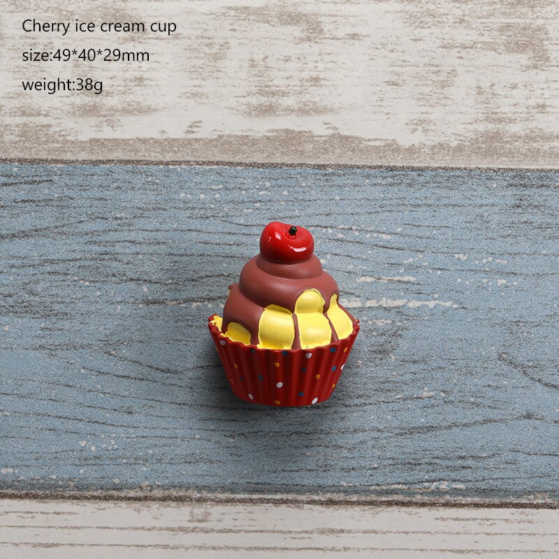 Imán de nevera de resina con dibujos animados para el hogar, pegatina magnética con de fresa, helado, comida, decoración del hogar: Cherry