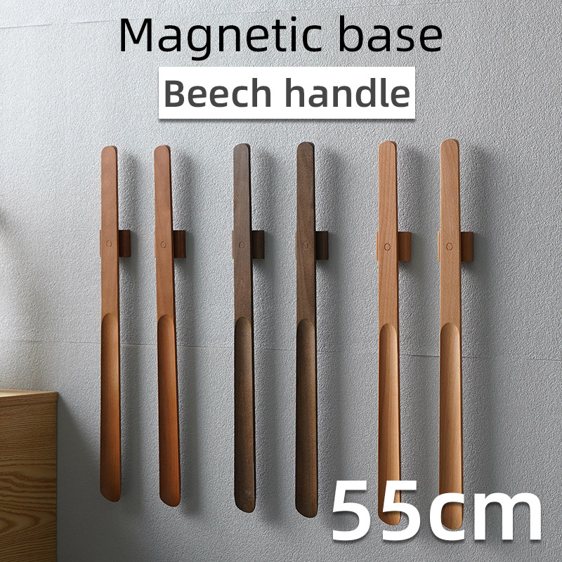 55CM Shoe Puller Magnetic shoehorn Wear Shoe Easier Horn for shoes Wooden handle Long shoe spoon