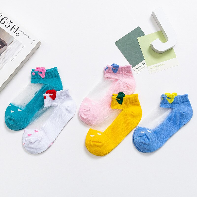 5 Paren/partij Kinderen Katoenen Sokken Mesh Sokken Jongen Meisje Baby Baby Ultradunne Mode Ademend Effen Voor Zomer 0-12T Teens Kids