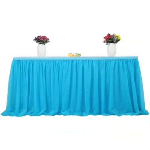 Multi colores tabla falda tutú tul mantel boda Mesa Decoración: Azul