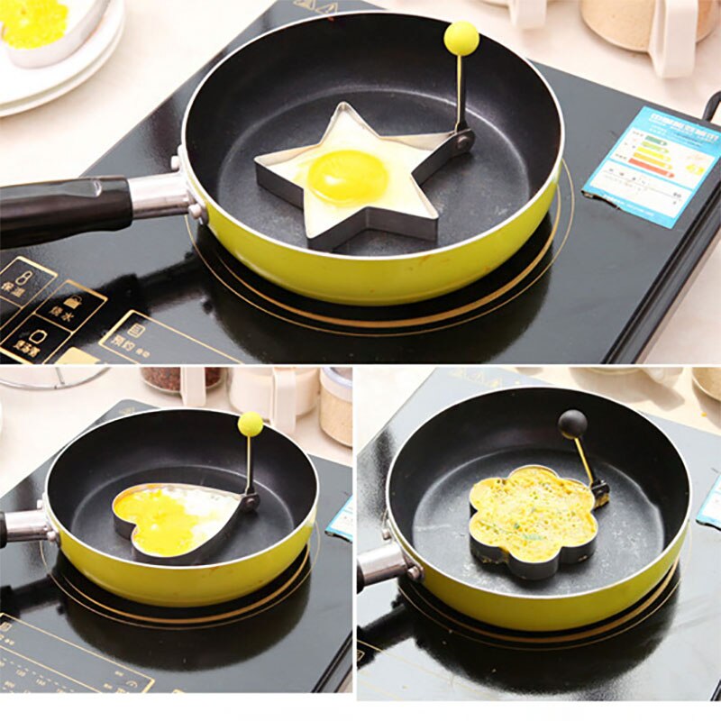 Egg Pancake Fried Mold Stainless Steel Mold Round Star Heart Flower Style Cutter Baking Tools Eggs Mold Accessories