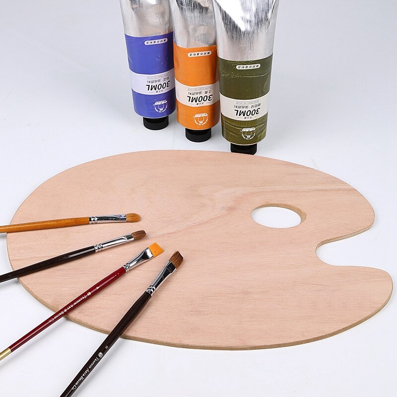 40x30Cm Holz Ölgemälde Palette Holz Oval Pigment Farbe Platte Gouache Acryl Zeichnung Kunst Supplie für Schüler freundlicher