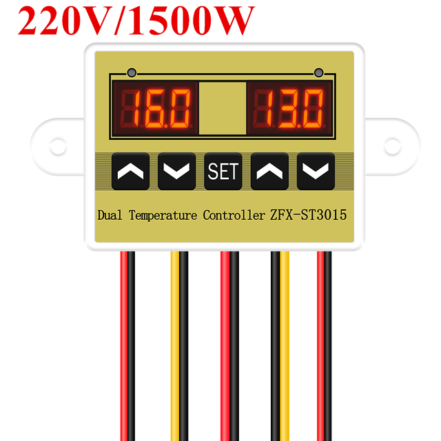 ZFX-ST3015 Dual Temperature Controller Incubator Controller temperature Humidity Thermostat Temperature Controller Regulator: 220V