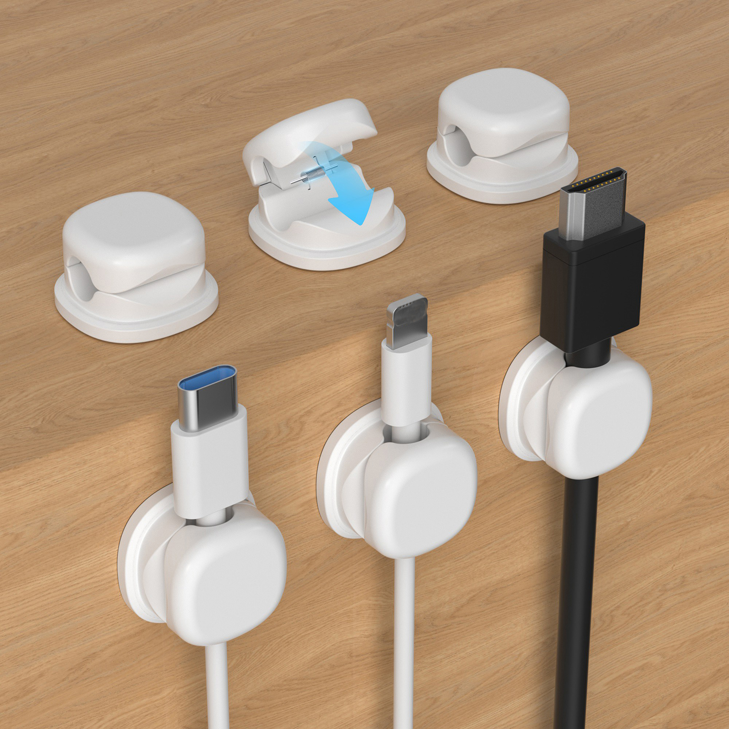 Magnetic Phone Cable Clips Under Desk Cord Holder Wire Smooth Management Keeper Office Kitchen Cable Organizer 3/6PCS
