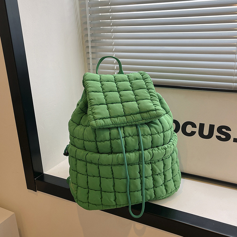 Zaini imbottiti trapuntati alla moda per le donne zaino imbottito in nylon morbido di design per borse da viaggio leggere per ragazze: Grigio