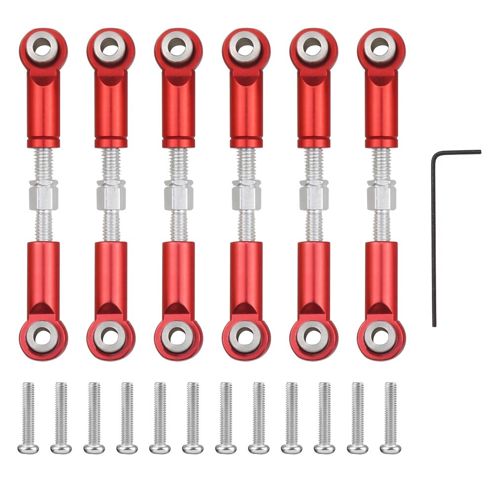 Pièces de rechange en aluminium pour Wltoys 1/18, 6 pièces réglables, A949, A959, A969, A979, K929, tige de traction en métal, A959-B,: Rouge