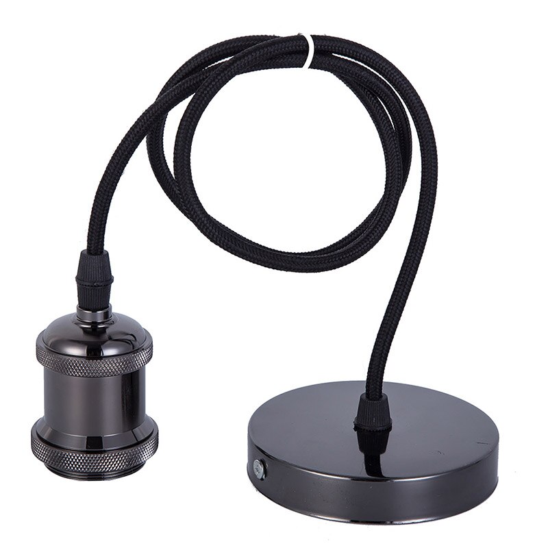E27 Socket Aluminum Light Lamp Holder E26 Screw Bulb base Vintage Pendant lights Industrial Retro Fittings lamp holder Fixture: Black