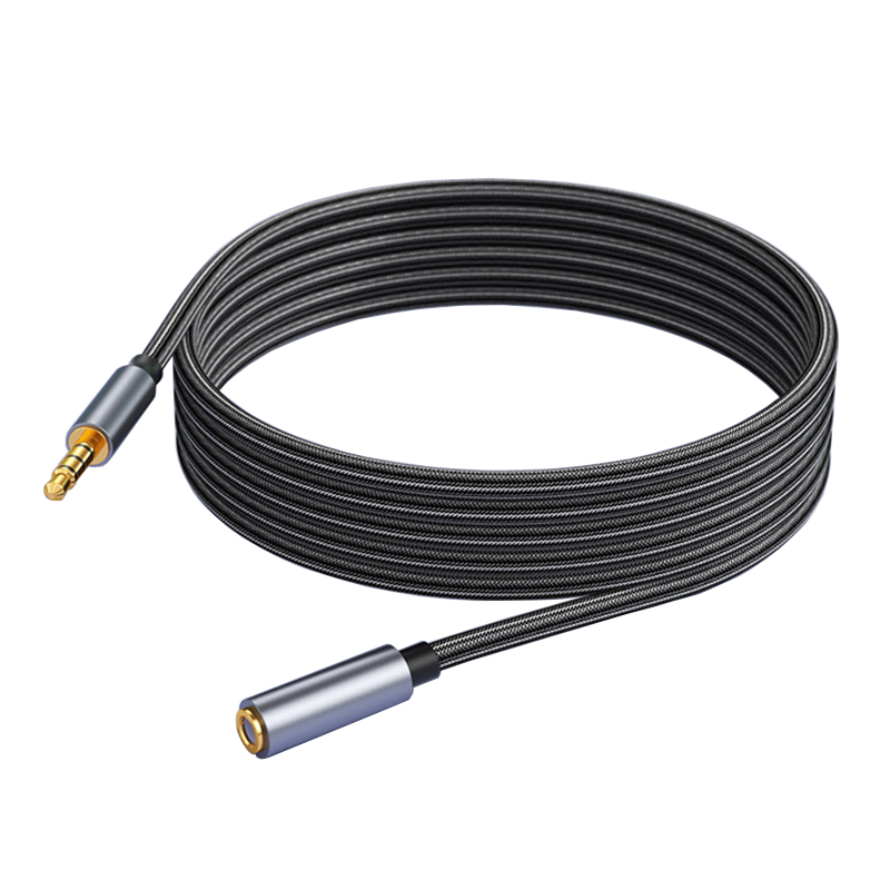 Cavo di prolunga Audio Aux Jack da 3,5 mm maschio a femmina con manicotto 4 poli con microfono stereo per cuffie per PC, microfono per altoparlante per auto