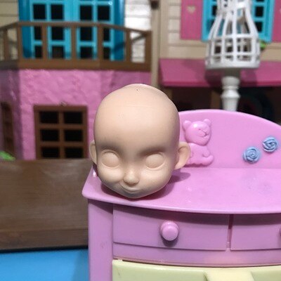 Mermaid doll head make-up accessories super beautiful face princess doll 15 cm cute doll: Champagne
