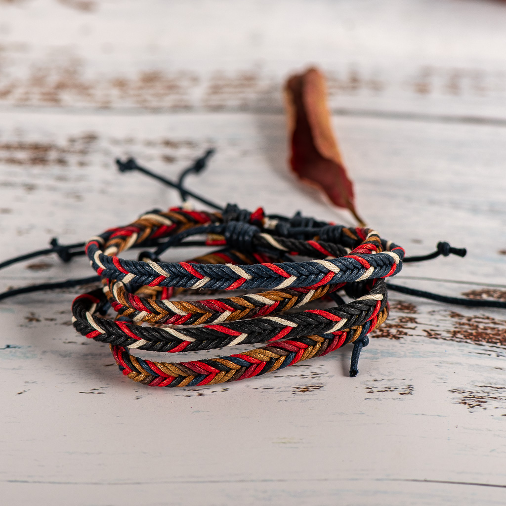 Pulsera ajustable de cuerda de macramé hecha a mano para mujer, lote de pulseras tejidas de hilo, , # KY301