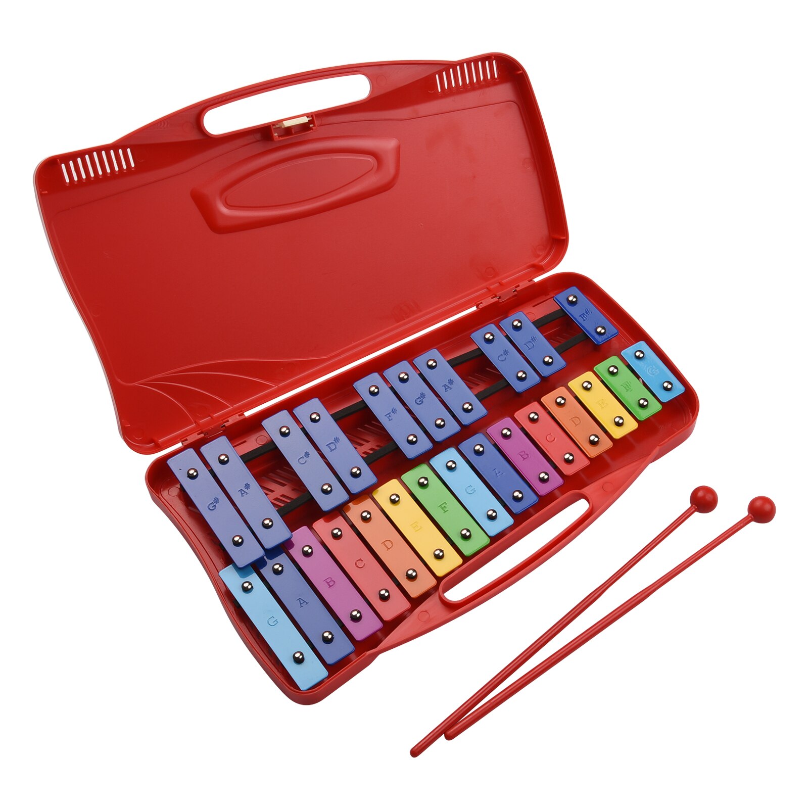 25 notas glockenspiel xilofone percussão ritmo musical educacional instrumento de ensino brinquedo com caso 2 maletes para crianças bebê