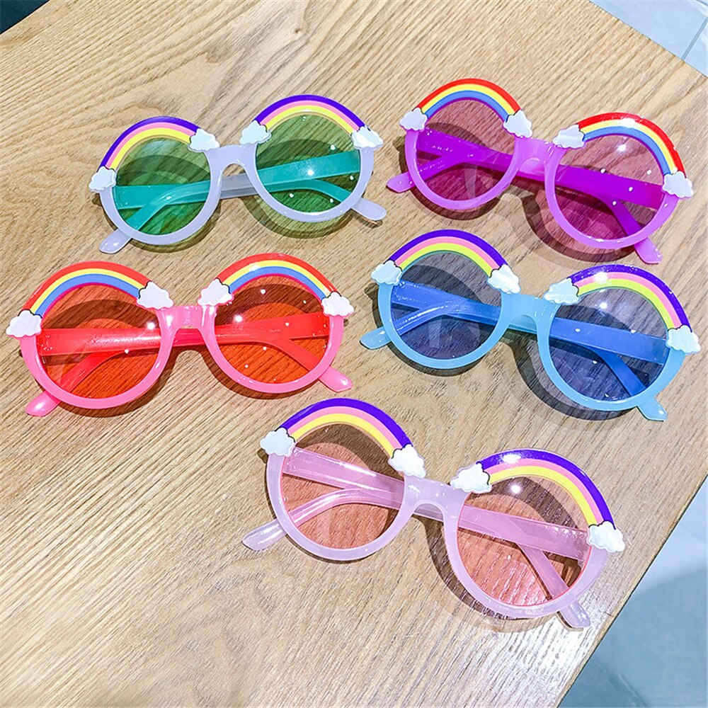 Ronde Zonnebril Kids Regenboog Zonnebril Meisjes Kinderen Kleurrijke Eye Lenzen Baby Shades Jongens Geel Brillen Driver Bril