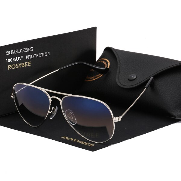G15 Glass Lens women men Sunglasses uv400 aviation brand classic mirror male oculos vintage banned man sun Glasses: silver blue gradient