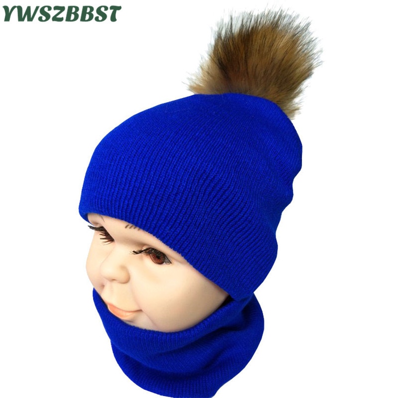 Efterår vinter børn tørklæde hat sæt drenge piger forår varm halstørklæde børn kasket sæt pompon bolde baby hat tørklæde