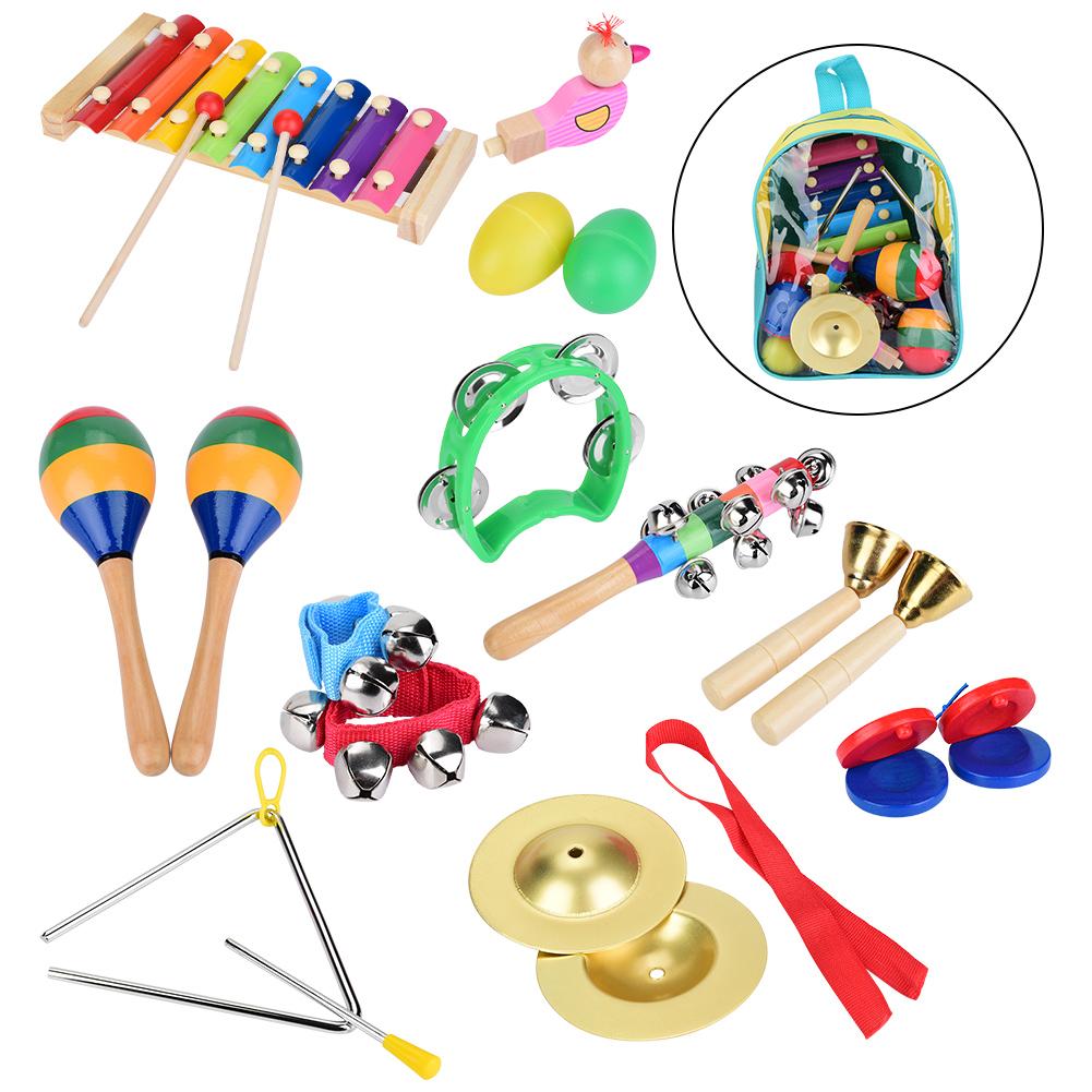 12 stuks muziekinstrumenten voor peuters, houten xylofoonset, percussiespeelgoed voor kinderen, instrumenten voor kleuteronderwijs: 12 stuks