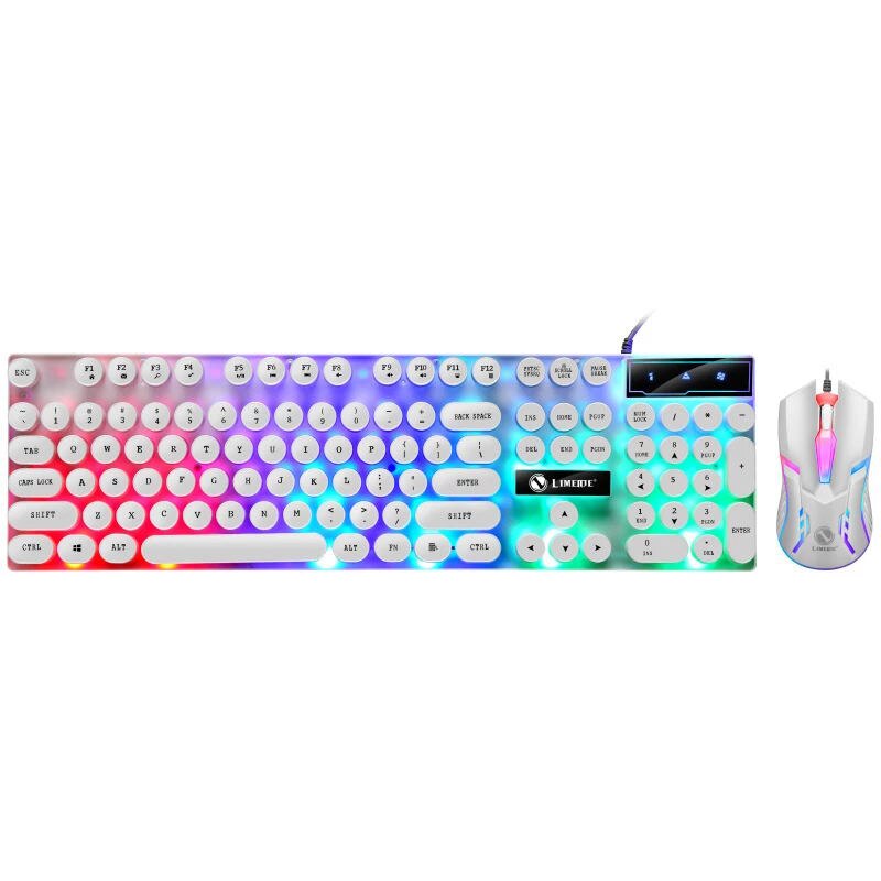 Mechanica Keyboard and Mouse Set Wired Colorful Backlit 104 Keys Gaming Punk Retro Keyboard Mouse For Computer Laptop Pro Gamer