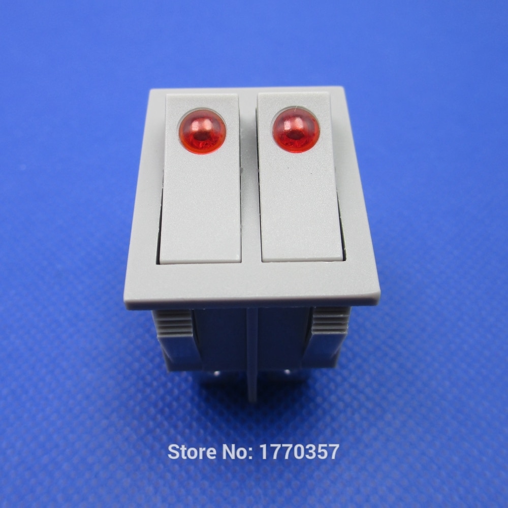 2pcs brand button rocker switch double electrical switch for warmer oil heater 6 pins with light On-Off 16A 250VAC