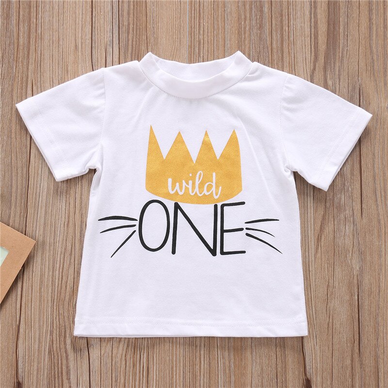 Kurzarm Baby Kinder Sommer T-shirt 1ST Birthday Krone Druck nette Tops T Für Jungen Mädchen Kleinkind Baby T-shirt Tops