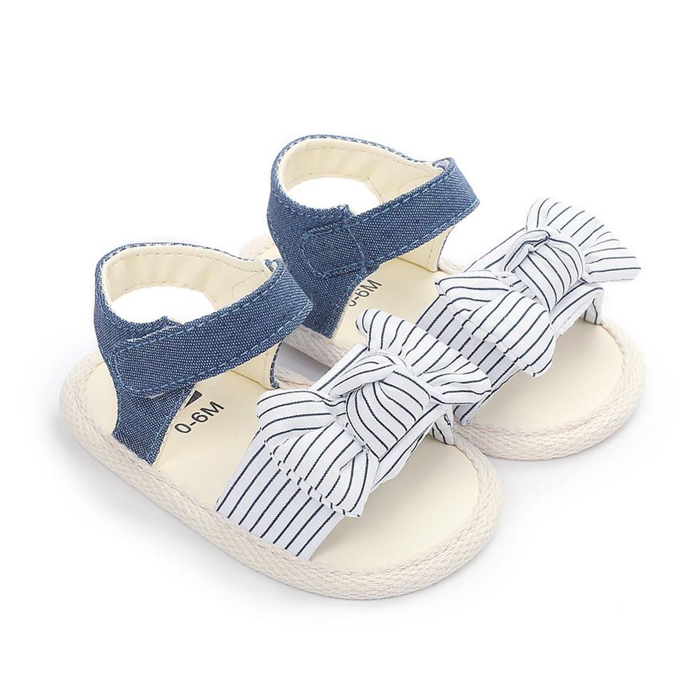 Zomer Baby Meisje Gestreepte Boog Prinses Schoenen Sandalen Baby Meisje Anti-Slip Sandalen Baby Peuter Schoenen Pasgeboren Eerste walker: W / S 1