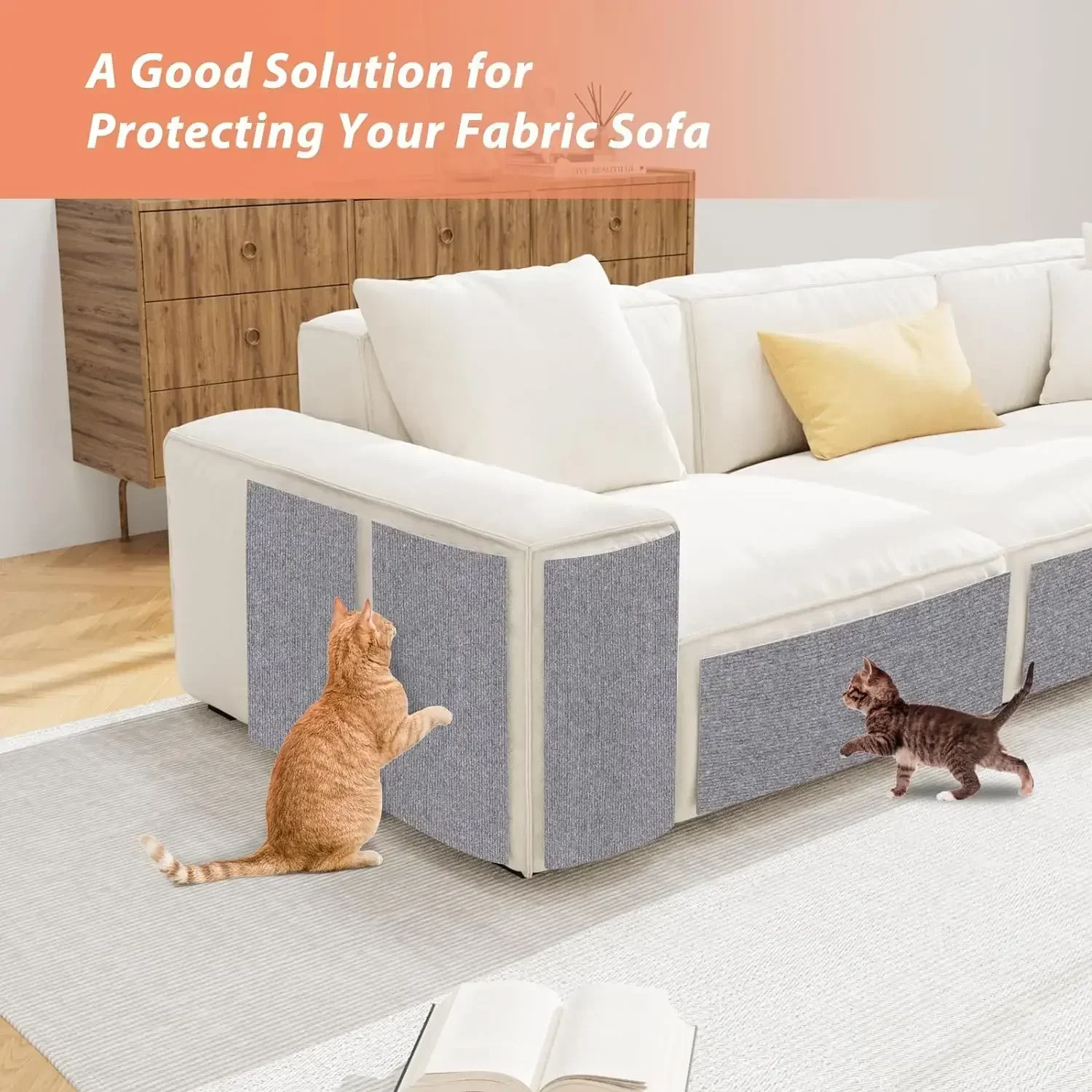 Protector de sofá para rascador de gatos, tablero de protección, alfombra autoadhesiva recortable, pared de esquina, estera para rascar gatos DIY
