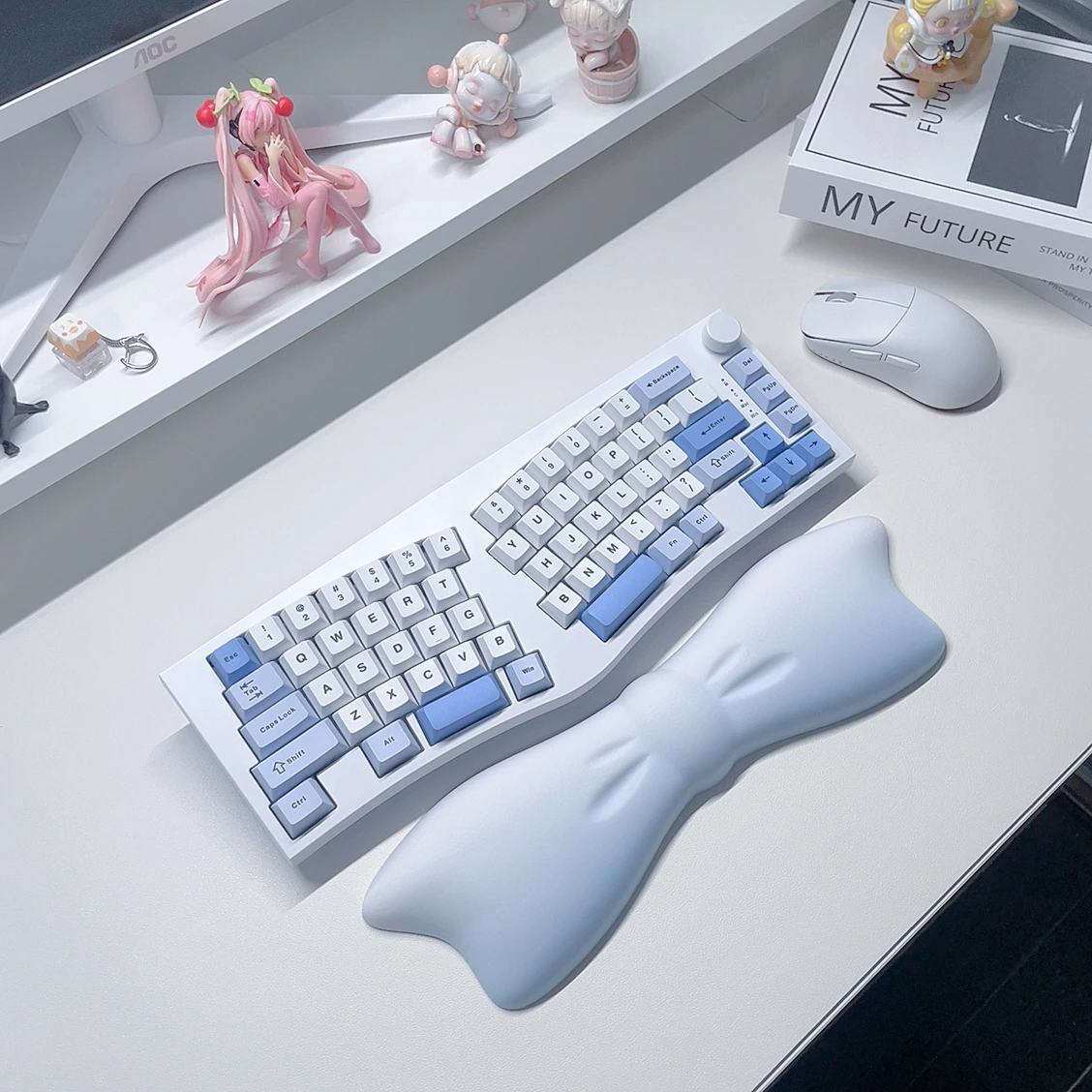 Cute Bow Hello Kitty Keyboard Wrist Rest Non-slip Rubber Base Memory Foam Suitable for 100 Keys 87 Keys 68keys Keyboard Mousepad