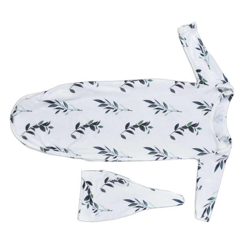 Baby Sleeping Gown Baby Gown Olive Leaf Pattern with Hat for Outings for Home Wear
