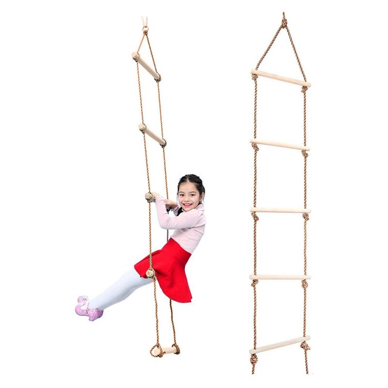 5.7ft reb stige børn og voksne klatring spil sjove spil legetøj til swing tilbehør træhus legeplads legesæt
