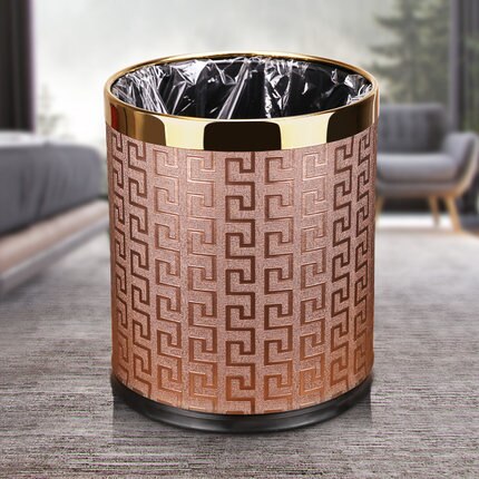 Metal Trash Can Home Office Wastebaskets , Double Layer 10L 14L Open Top Round Gabarage Can for Bathroom Kitchen Hotel Waste Bin