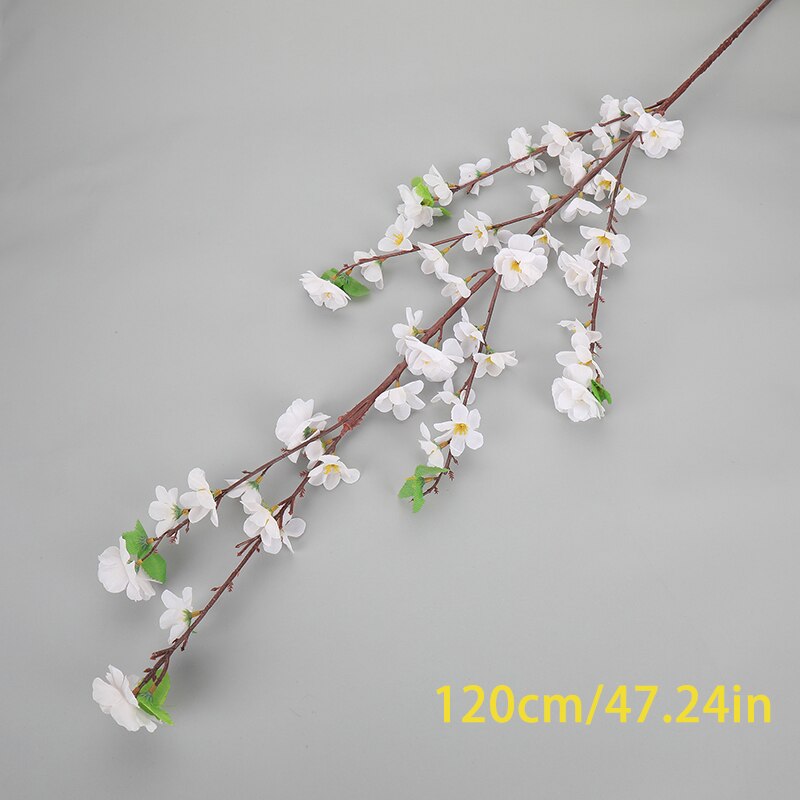 Artificial Flowers Peach Blossom Non-woven Fabrics Flower Branch Bedroom Dining Table Shopping Mall Office Bar Decoration: 120cm white 1 Pcs