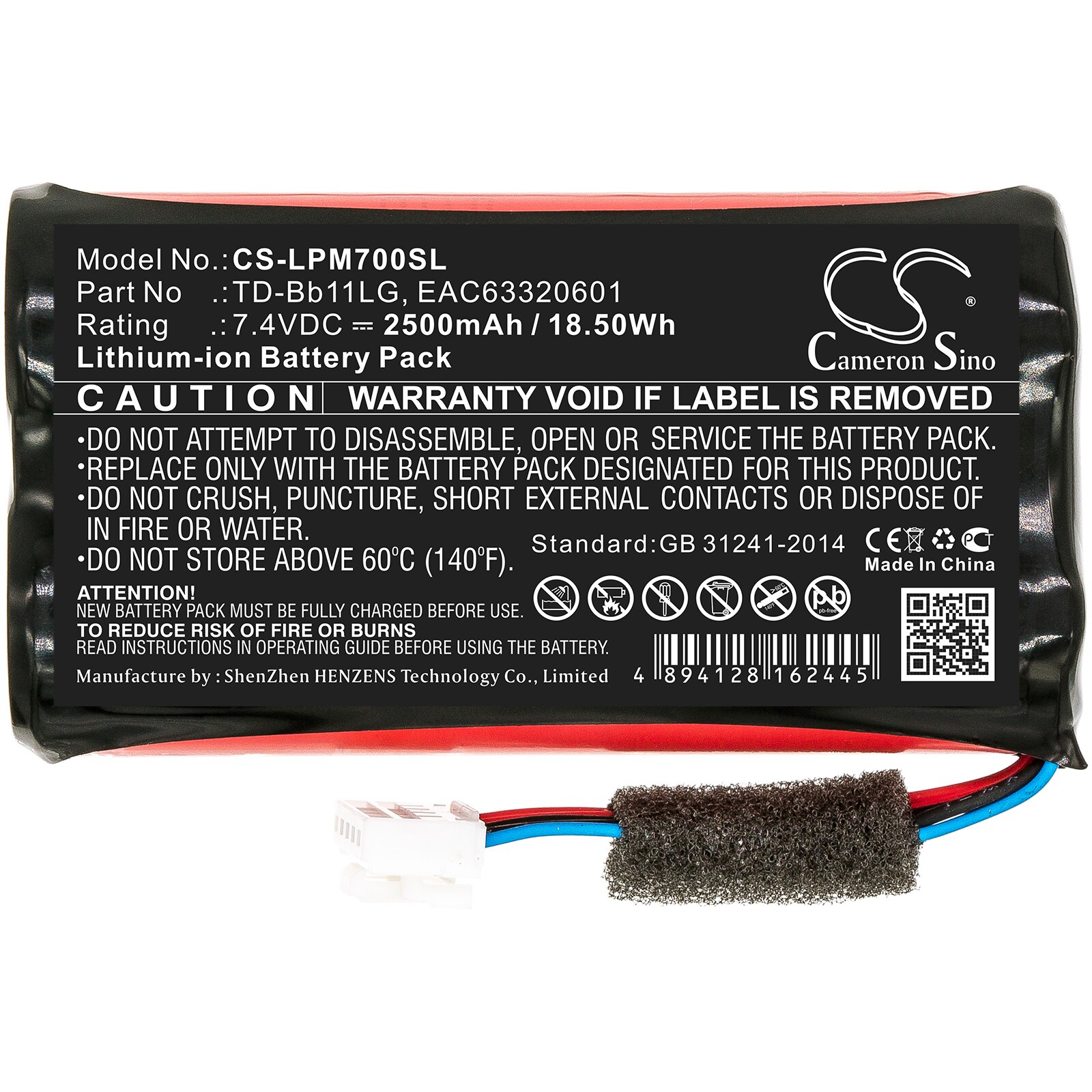 Cameron Sino EAC63320601 TD-Bb11LG For LG Music Flow P7 NP7550 PJ9 PJ9B PJS9W Bluetooth Replacement Battery Accu Batteria Accu