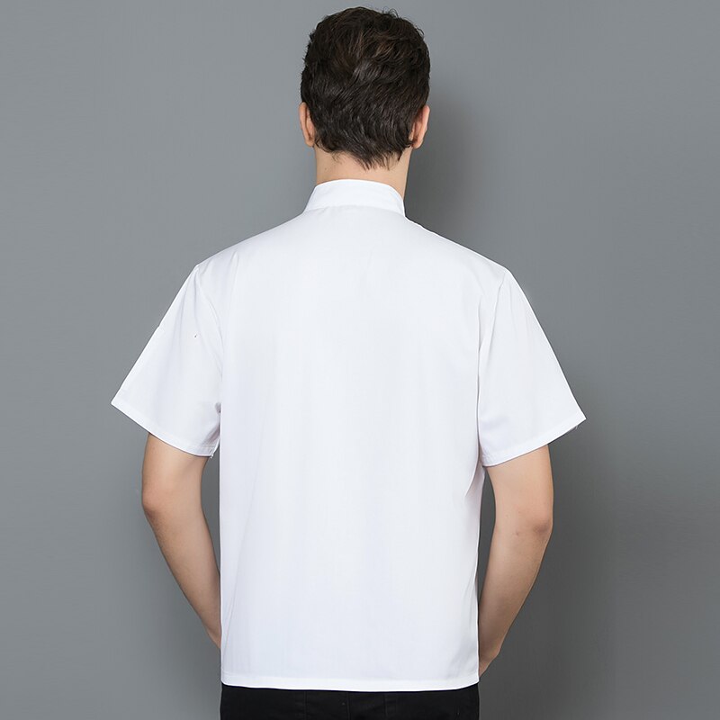 White Short Sleeve Kitchen Cooking Jacket Summer Food Service Restaurant Chef Uniform Cafe Hairdressers Salon Work Shirt Unisex