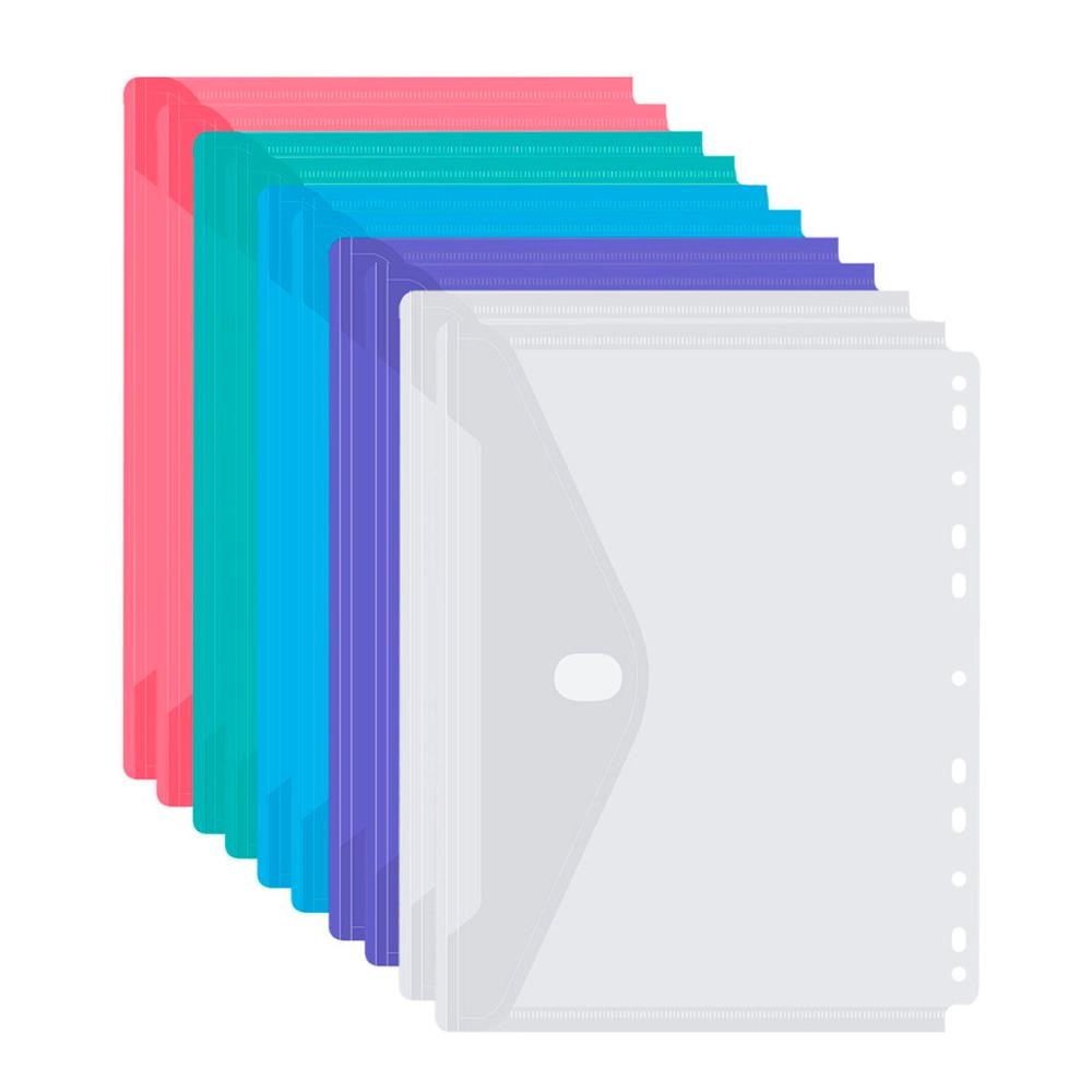 Archivador de plástico transparente con 11 orificios, 5 uds., tamaño de las letras, 8 1/2x11, bolsas de papel para archivador de 2/ 3/4 anillos