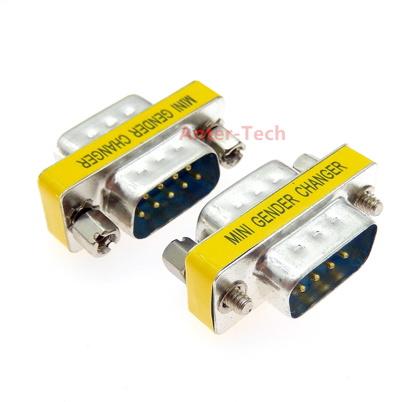DB9 9 pines macho a hembra/macho a macho/hembra a hembra/mini adaptador cambiador de género conector Com de enchufe serie RS232