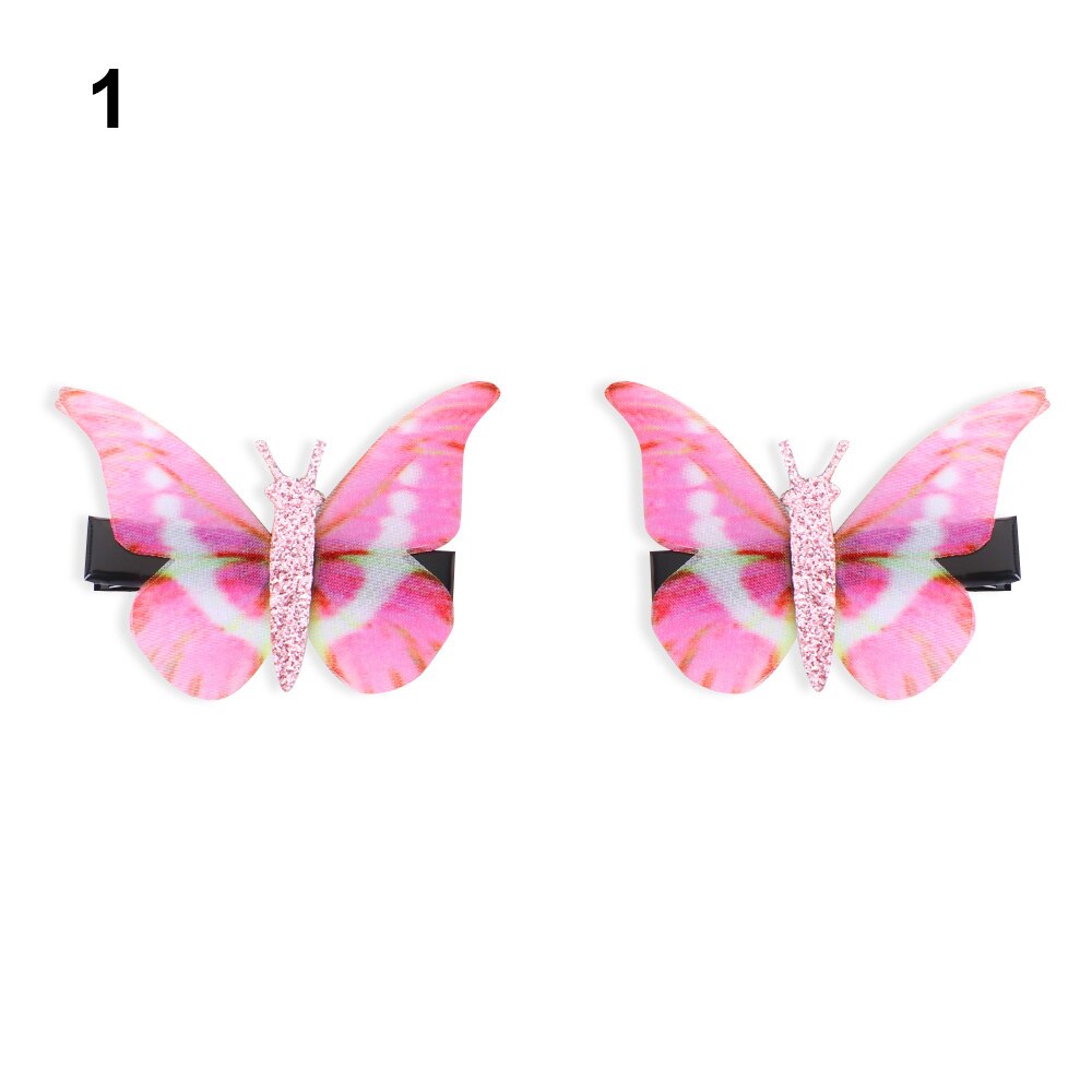 2 pièces belle strass papillon pince à cheveux Double couches Tulle épingle à cheveux accessoires de coiffure outils pour les femmes fille: 1