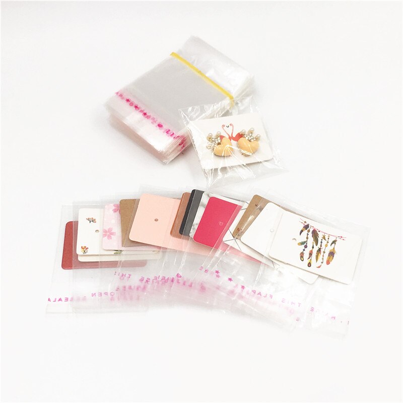 200Pcs 2.5x3.5cm Paper Earring Packaging Cards Multi-style Ear Studs Packaging Card Jewelry Display Card With OPP Bags